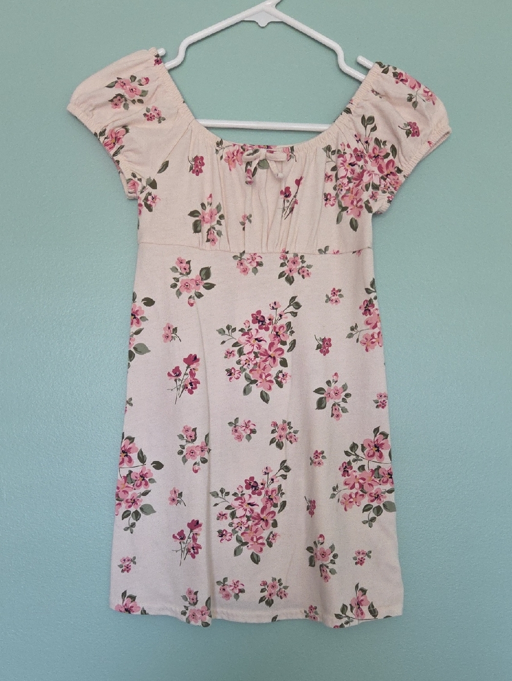 Girls Pink Floral Off-Shoulder Dress
